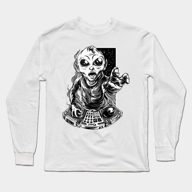 DJ Monster from outer space Long Sleeve T-Shirt by MonstersAcademy